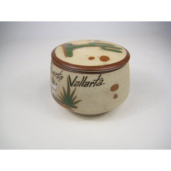Puerto Vallarta Ceramic Trinket Box With Lid Saquaro Cactus 4 x 3 Inches - Picture 9 of 12
